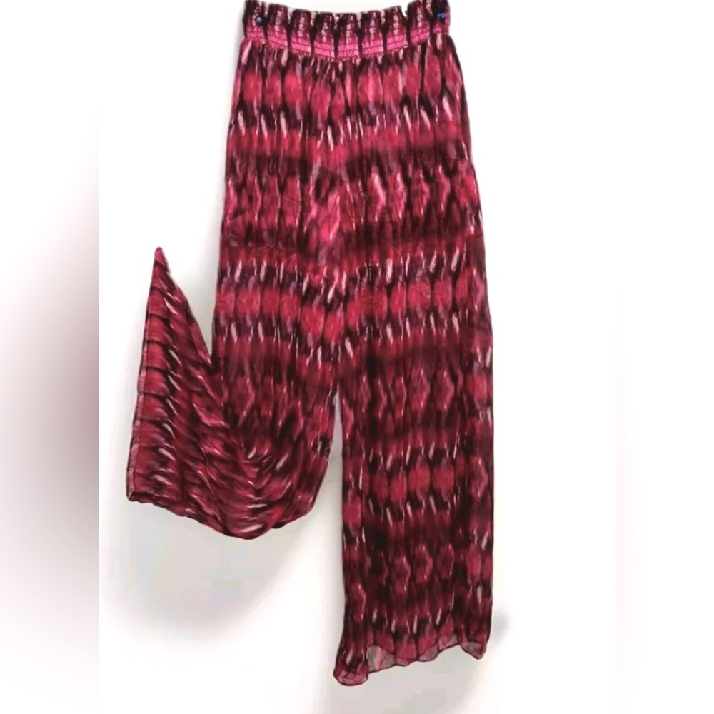 SOLD!! NWT MISA Los Angeles PIA Chiffon Sheer Pull On Wide Leg Pants small